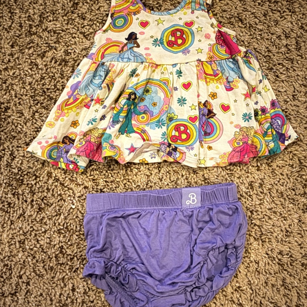 Posh PeanutxBarbie babydoll dress & bloomers 3-6m